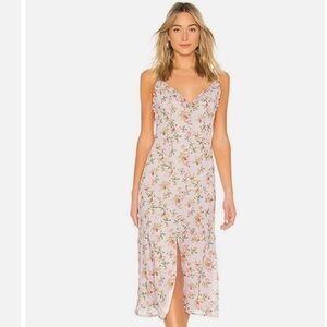 LOVERS+ FRIENDS•‎ Sun
Room Ruffle Button Midi
Dress Lilac Floral Size S